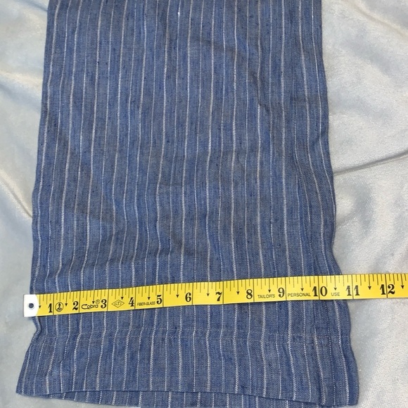 Brochu Walker linen wide leg cropped Blue pin Striped Women's Pants size XS - Picture 4 of 10
